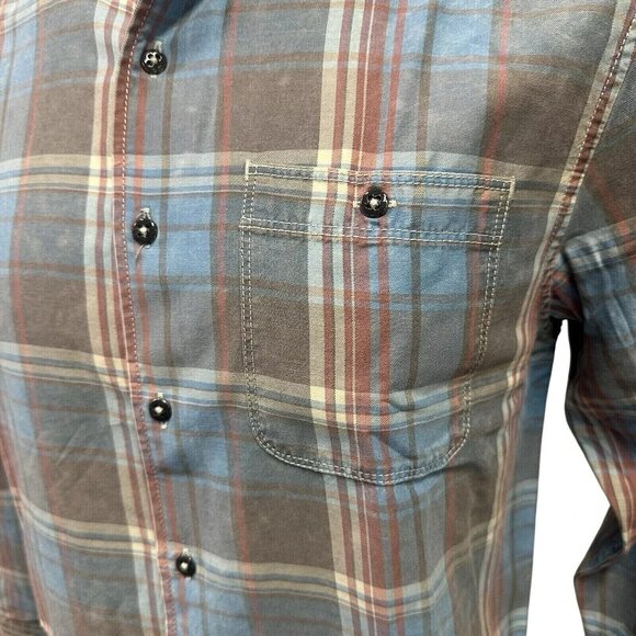 Tommy Bahama Men's 4XB Fog Gray Distressed Fresno Plaid Reverse Print Shirt - Picture 4 of 9